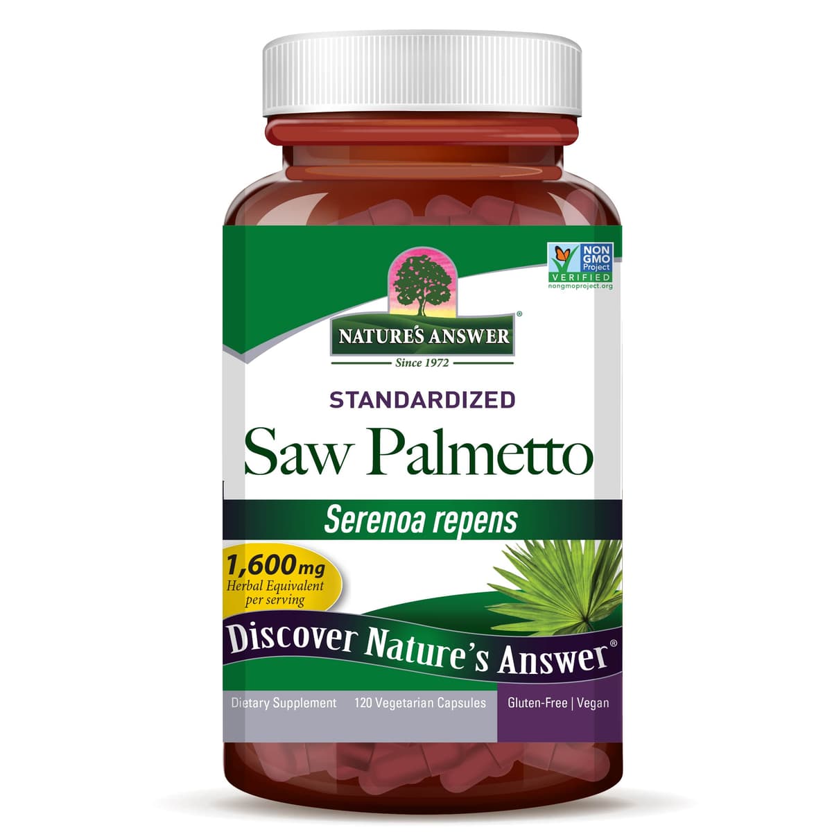 Nature's Answer, saw palmetto Сереноя, стандартизованная формула, 1600 мг, 120 вегетарианских капсул