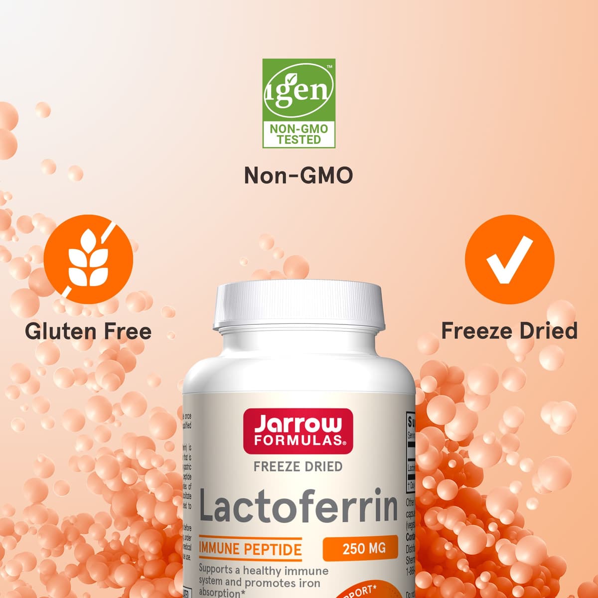 Jarrow Formulas, лактоферрин, сублимированный, 250 мг, 60 капсул