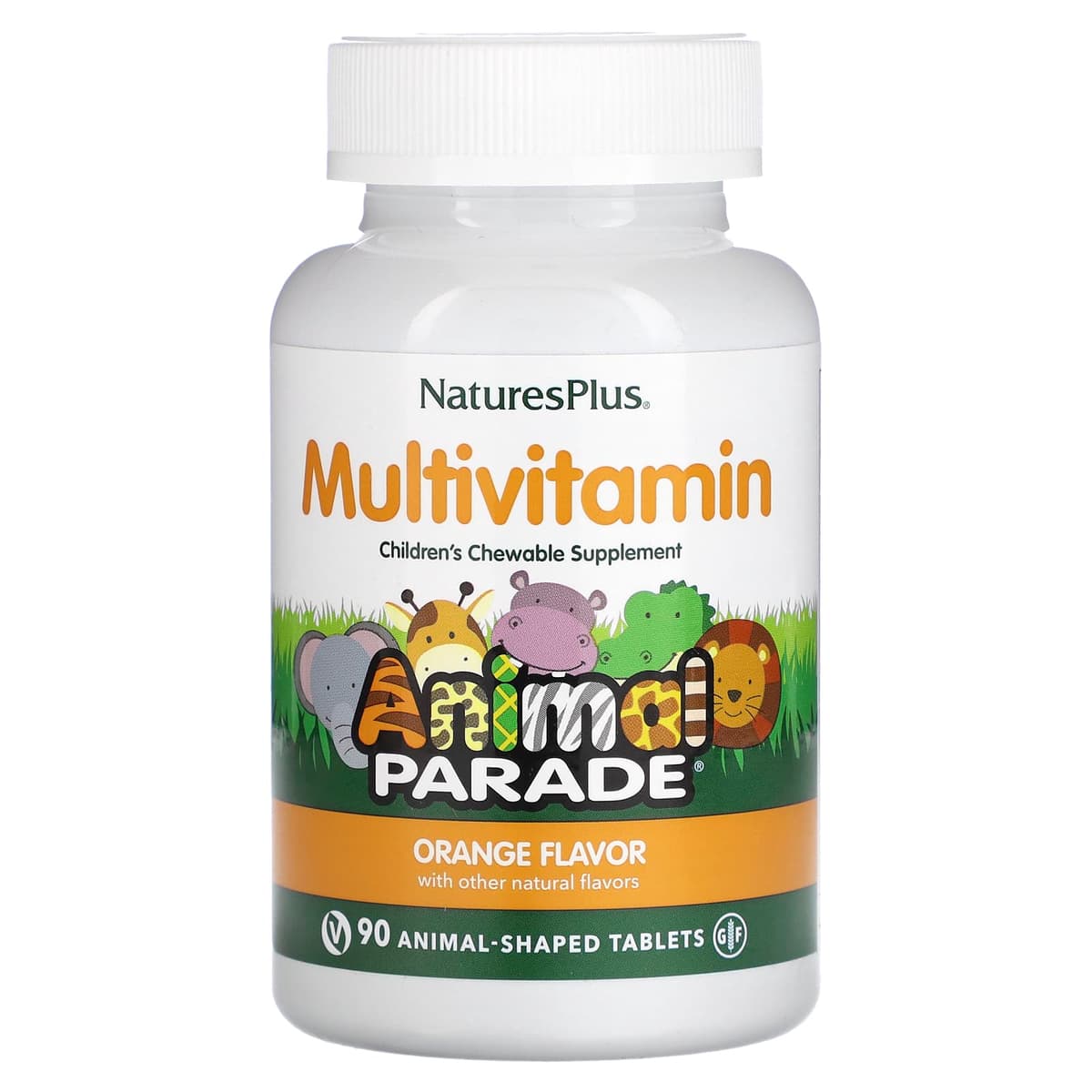 NaturesPlus, Animal Parade, детские жевательные мультивитамины, апельсин, 90 таблеток