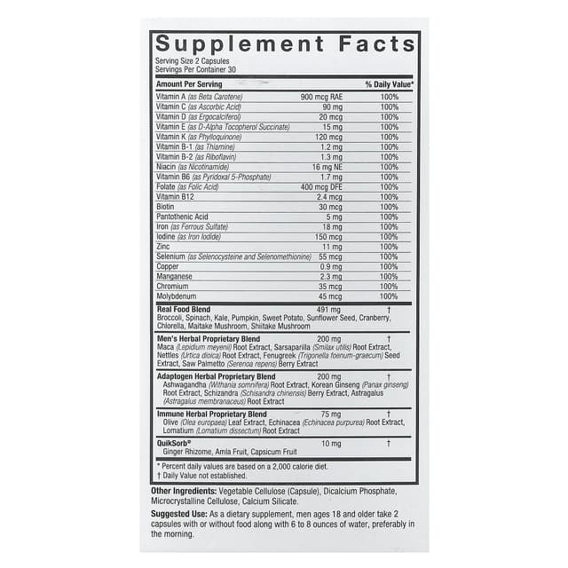 Nature's Answer, Men's 100, мультивитамины, 60 вегетарианских капсул