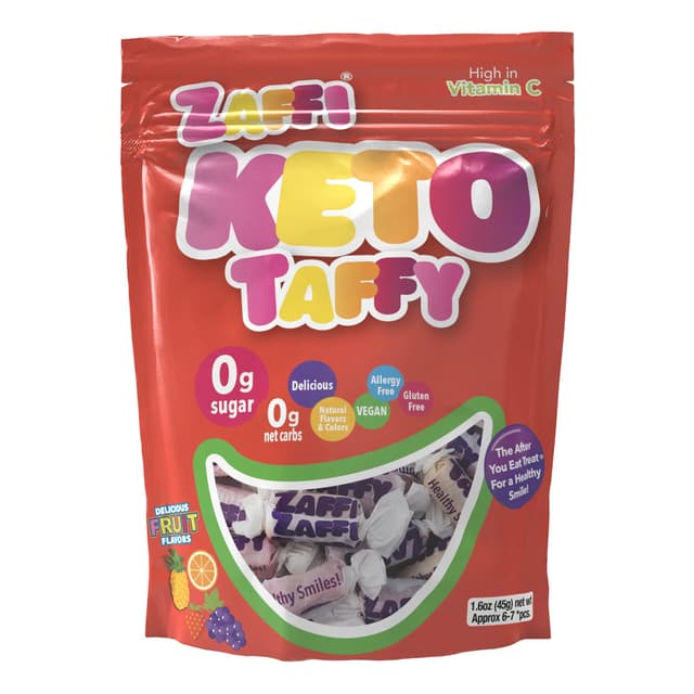 Zollipops, Zaffi, Keto Taffy, фрукты, 45 гр (1.6 унции)