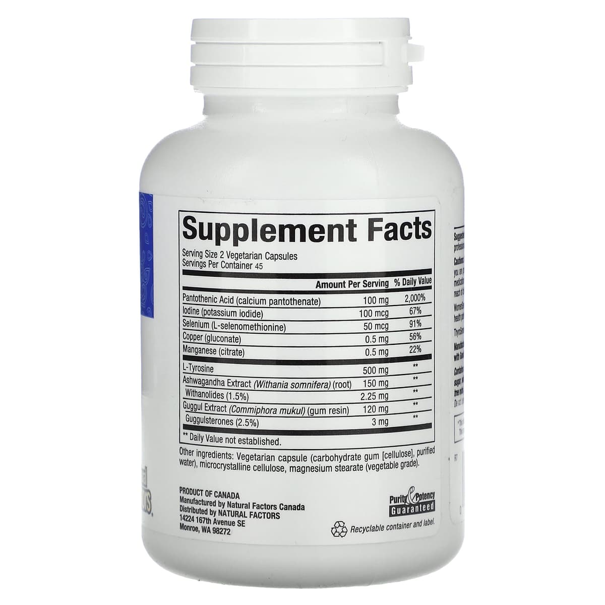 Natural Factors, WomenSense, ThyroSense, средство для щитовидной железы, 90 капсул