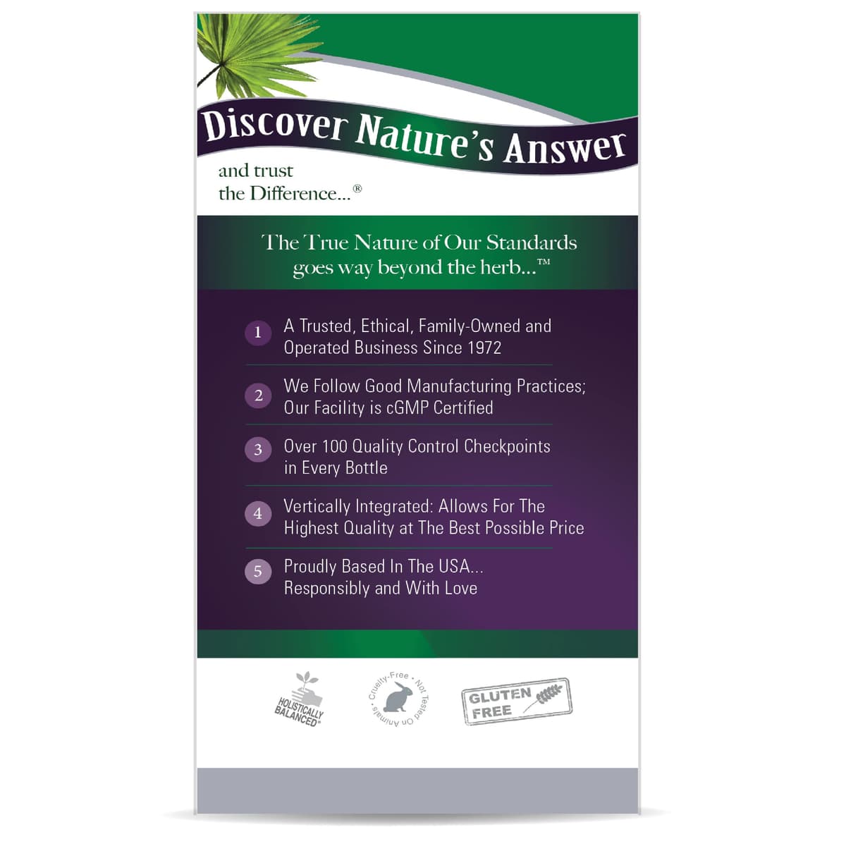 Nature's Answer, saw palmetto Сереноя, стандартизованная формула, 1600 мг, 120 вегетарианских капсул