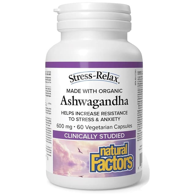 Natural Factors - Stress-Relax, Ашваганда 600 мг, 60 капсул