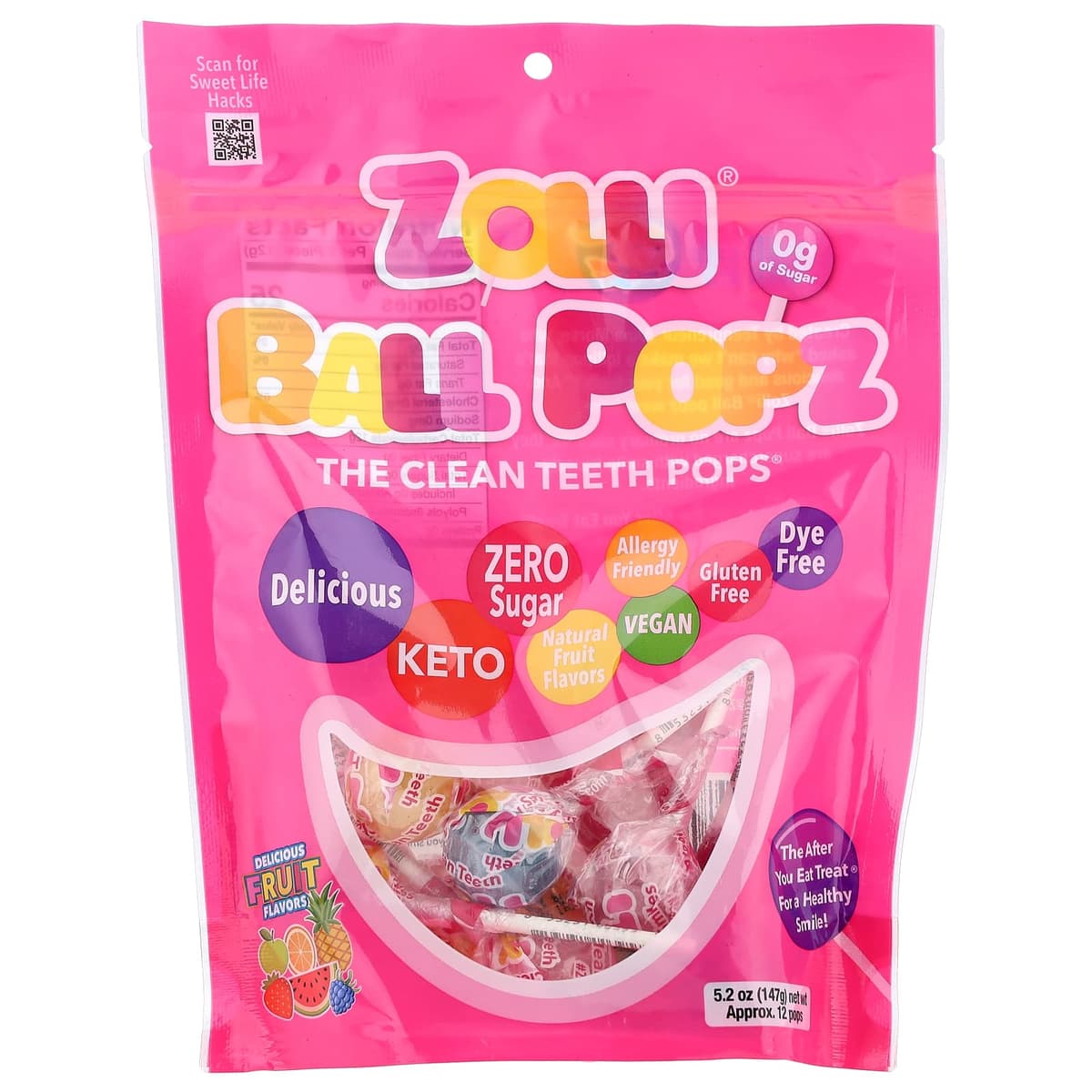 Zollipops, Zolli, фруктовые шарики, 147 г (5,2 унции)