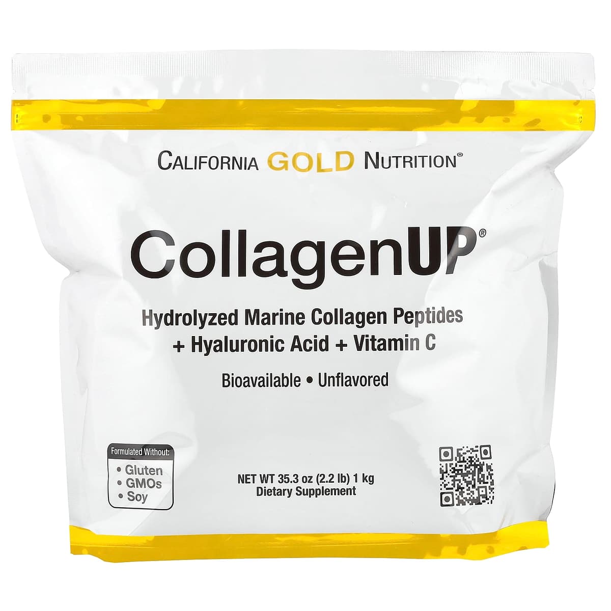 California Gold Nutrition, CollagenUP, морской коллаген с гиалуроновой кислотой и витамином C, с нейтральным вкусом, 1 кг (2,2 фунта)