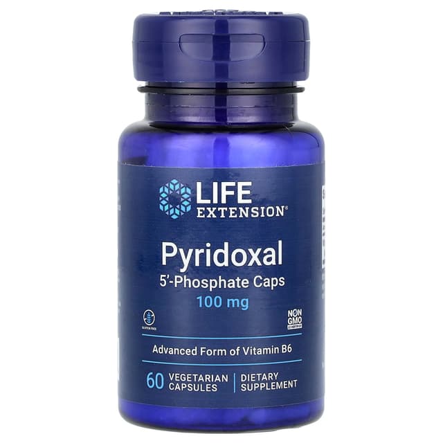 Life Extension - Pyridoxal, пиридоксаль 5'-фосфат в капсулах, 100 мг, 60 вегетарианских капсул