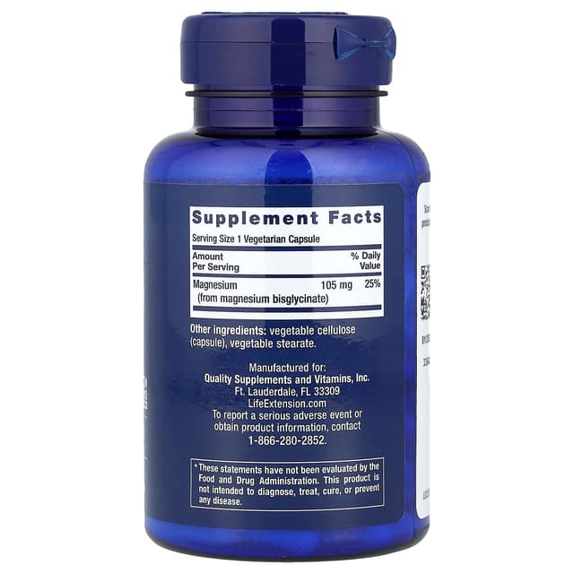 Life Extension, Глицинат магния, 90 капсул (105 мг на капсулу)