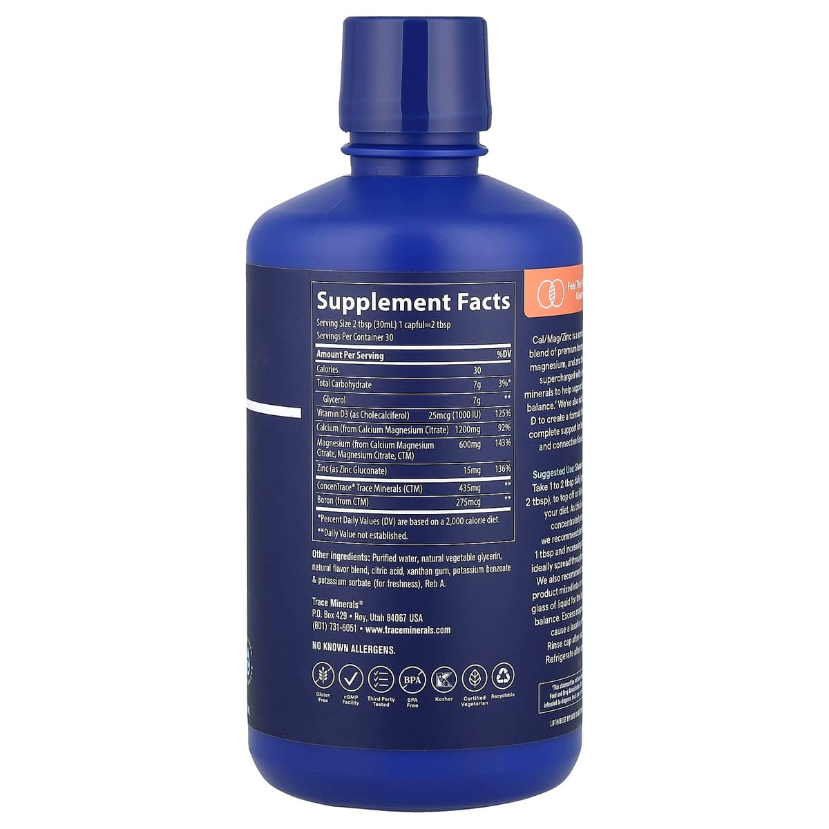 Trace, Liquid Cal / Mag / Zinc, пина колада, 473 мл (16жидк. Унций)