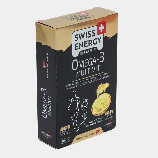 Swiss Energy - Omega-3 Multivit, Швейцарские мультивитамины с омега 3, 30 капсул