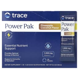 Trace, PowerPak, электролит для повышения выносливости, ананас и кокос, 30 пакетиков, по 6,1 г