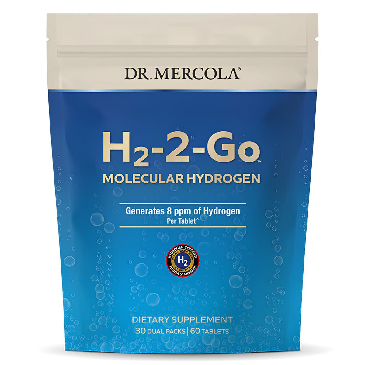 Dr. Mercola, H2-2-Go, молекулярный водород, 30 двойных пакетиков, 60 таблеток