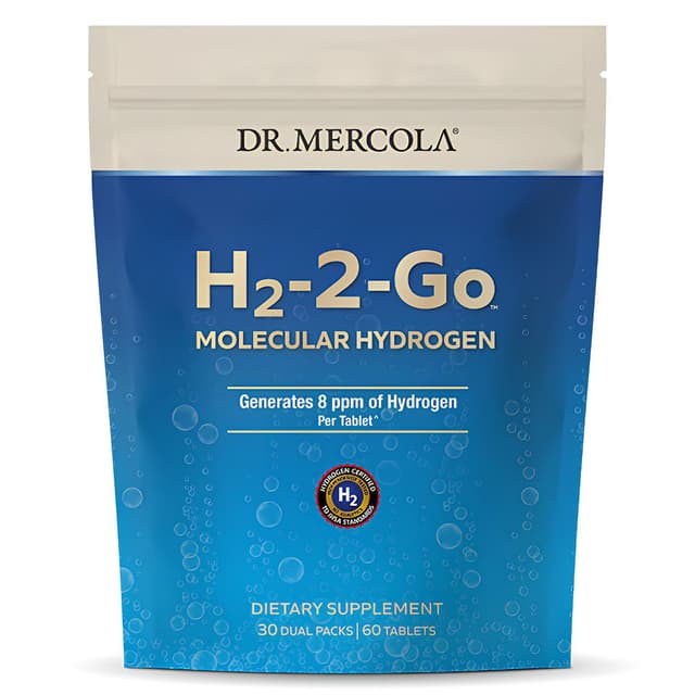 Dr. Mercola, H2-2-Go, молекулярный водород, 30 двойных пакетиков, 60 таблеток