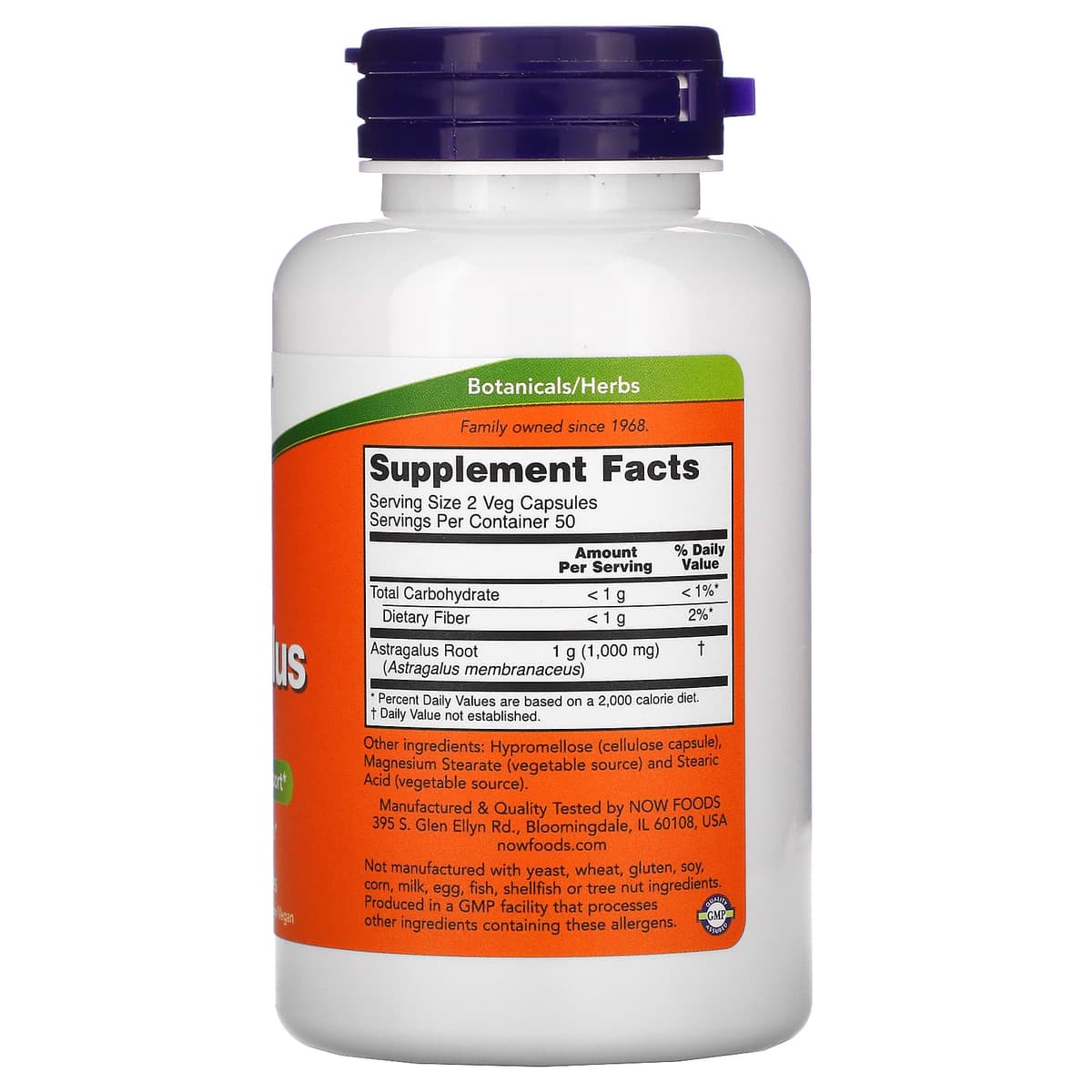 NOW Foods, Astragalus, 500 мг, 100 растительных капсул