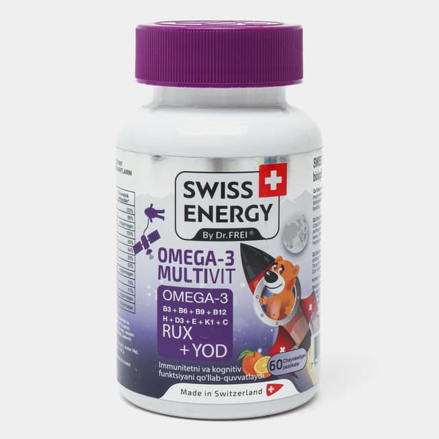 Swiss Energy Omega-3 Multivit, детские витамины, 60 шт