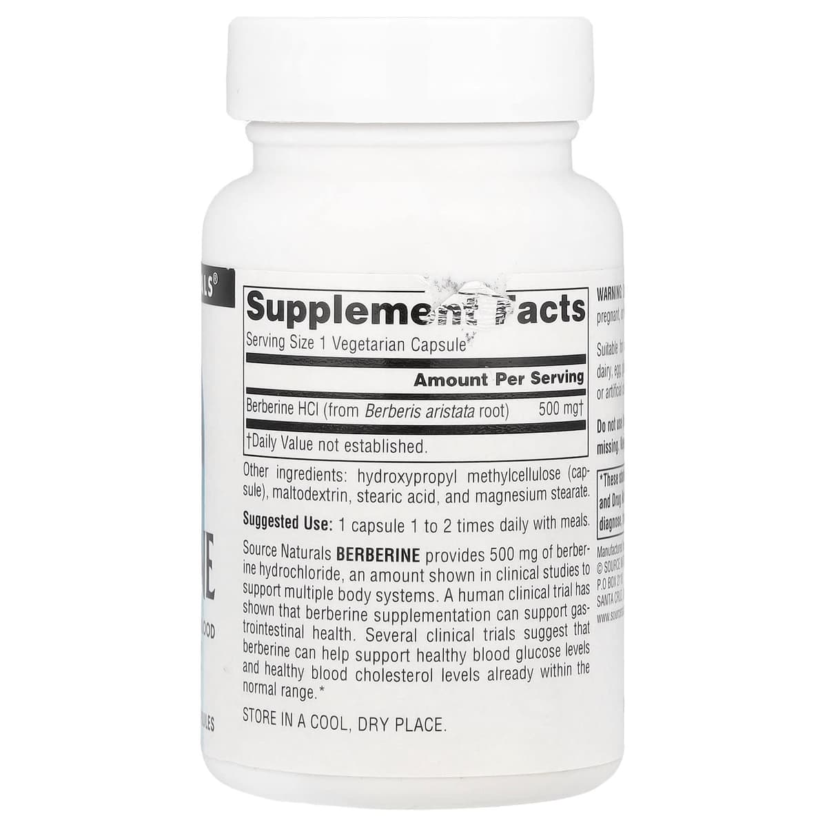 Source Naturals, Берберин, 500 мг, 30 вегетарианских капсул