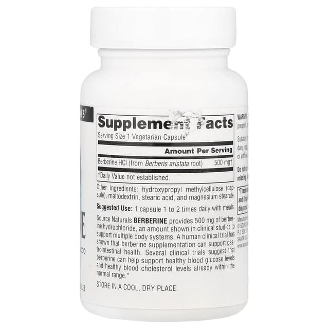 Source Naturals, Берберин, 500 мг, 30 вегетарианских капсул