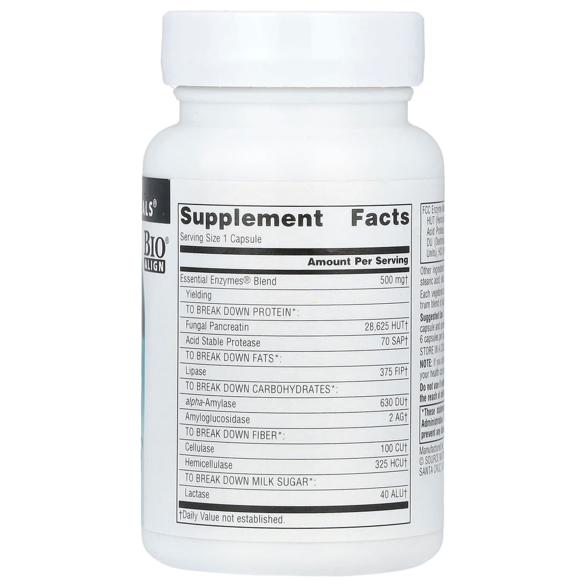 Source Naturals, Daily Essential Enzymes, 500 мг, 60 вегетарианских капсул