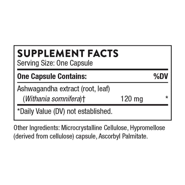 Thorne, Ашваганда, успокаивающая поддержка при стрессе, 30 капсул