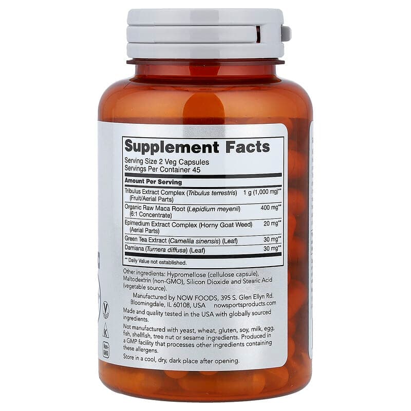 NOW Foods, Sports, экстрим трибулус , якорцы, 1000 мг, 90 капсул