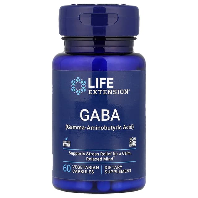 Life Extension, GABA (ГАМК), 60 вегетарианских капсул