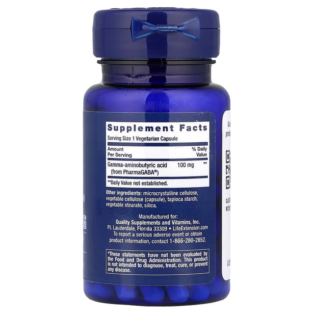 Life Extension, GABA (ГАМК), 60 вегетарианских капсул