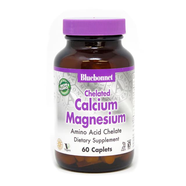 Bluebonnet Nutrition, хелаты магния и кальция, 60 капсул