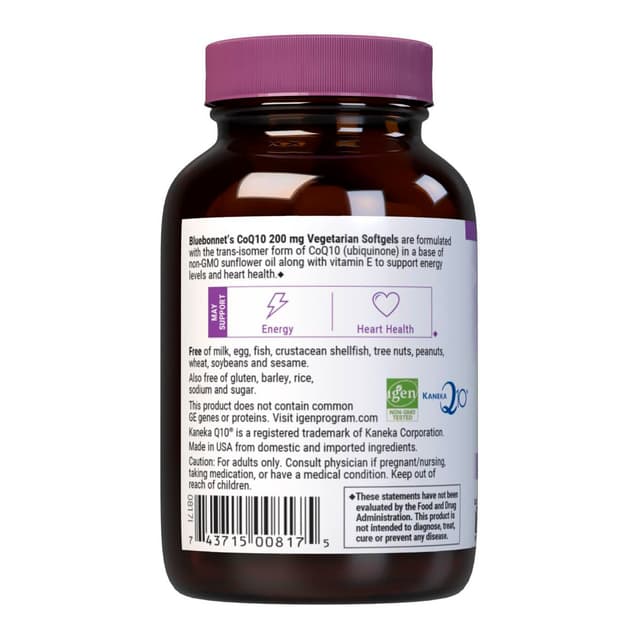Bluebonnet Nutrition, CoQ10, 200 мг, 30 капсул