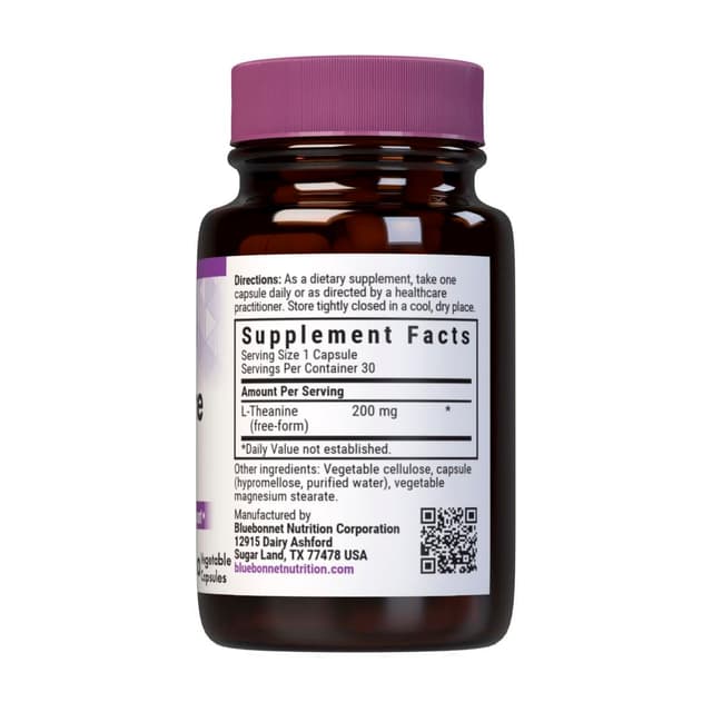 Bluebonnet Nutrition, L-Theanine 200 мг, 30 капсул