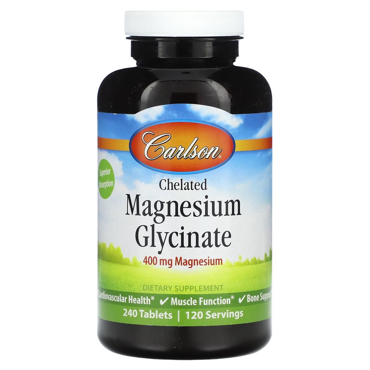Carlson, хелатный глицинат магния 400 mg , 240 таблеток