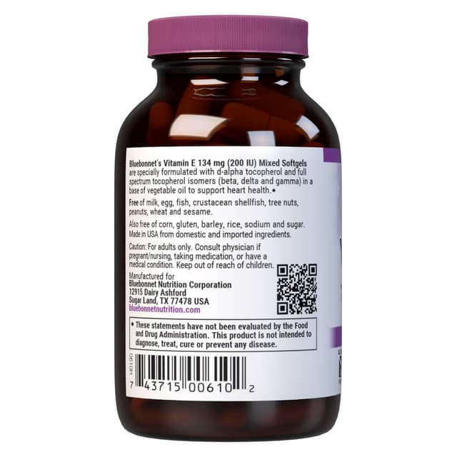 BlueBonnet - Витамин Е, 134 мг, 200 IU, 50 мягких капсул