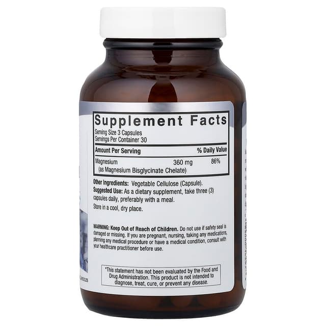 Nature's Answer, глицинат магния, с высокой степенью усвояемости, 90 вегетарианских капсул