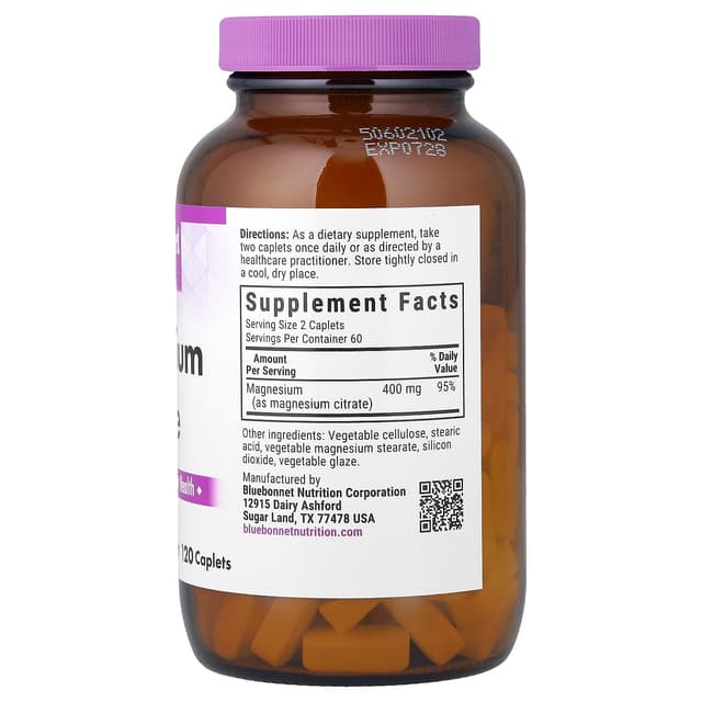Bluebonnet Nutrition, Магний цитрат, 120 капсул 400 mg