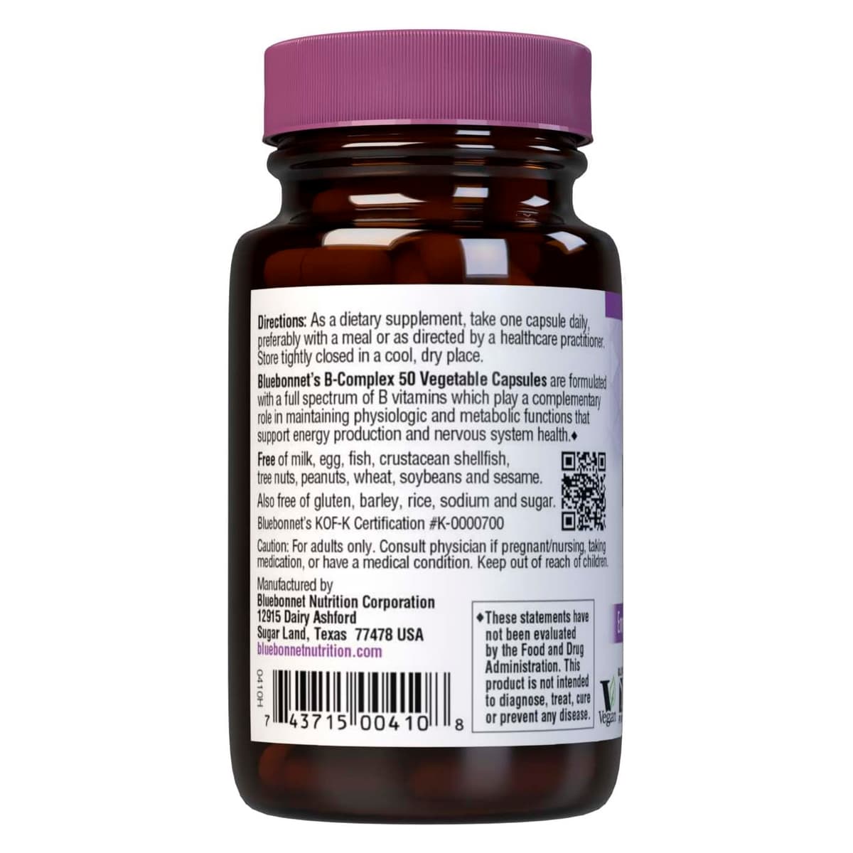 Bluebonnet Nutrition, B Complex 50, 50 растительных капсул