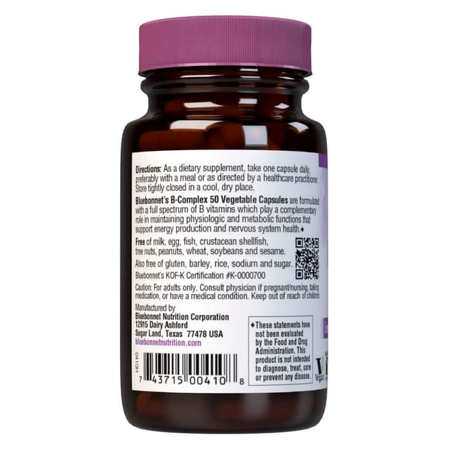 Bluebonnet Nutrition, B Complex 50, 50 растительных капсул