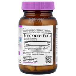 Bluebonnet, Chelat Magnesium (Хелатный магний), 60 растительных капсул, по 100 мг на капсулу