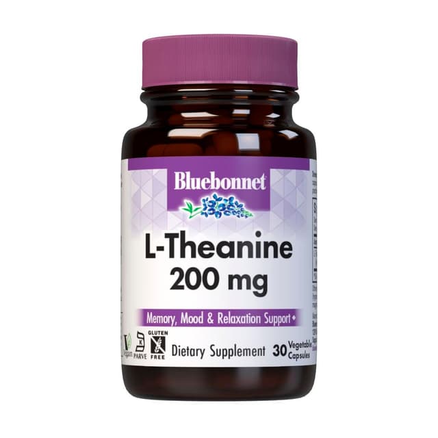 Bluebonnet Nutrition, L-Theanine 200 мг, 30 капсул