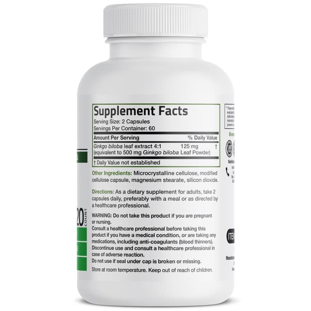 Bronson - Ginkgo Biloba, 500 мг, 120 капсул