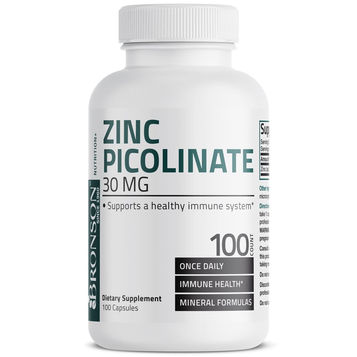 Bronson - Zinc Picolinate (Пиколинат цинка), 30 мг, 100 капсул