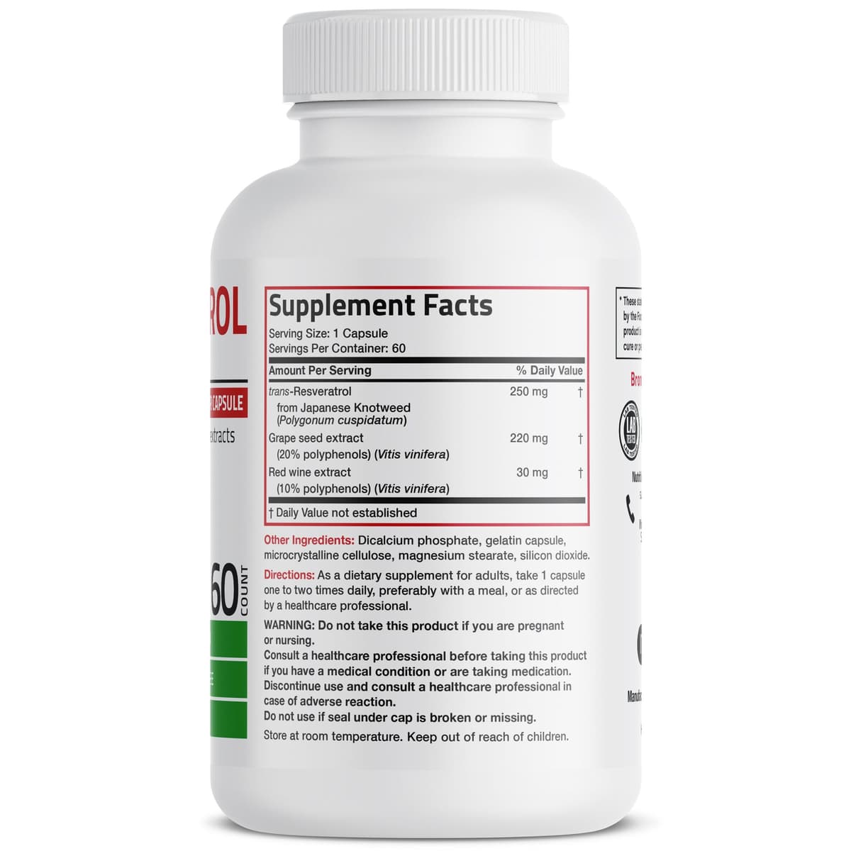 Bronson - Resveratrol Complex, 500 мг, 60 капсул