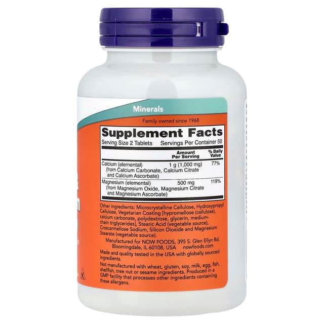 NOW Foods, Кальций и магний, 100 таблеток