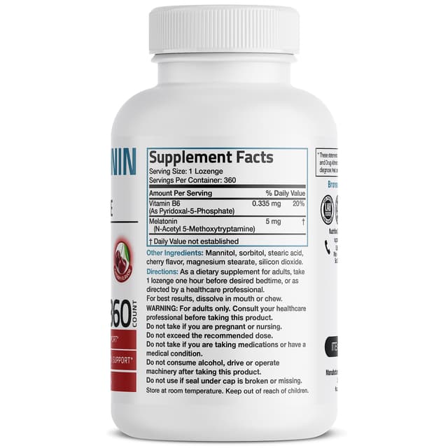 Bronson - Быстрорастворимый Мелатонин, 5 мг + B6 , 360 таблеток