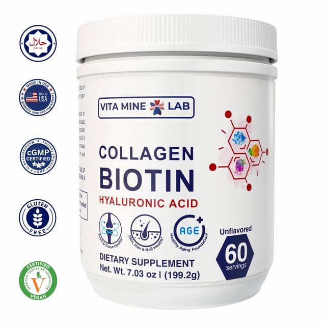 Vita Mine Lab - Коллаген и биотин с гиалуроновой кислотой, 200 гр, 60 порций