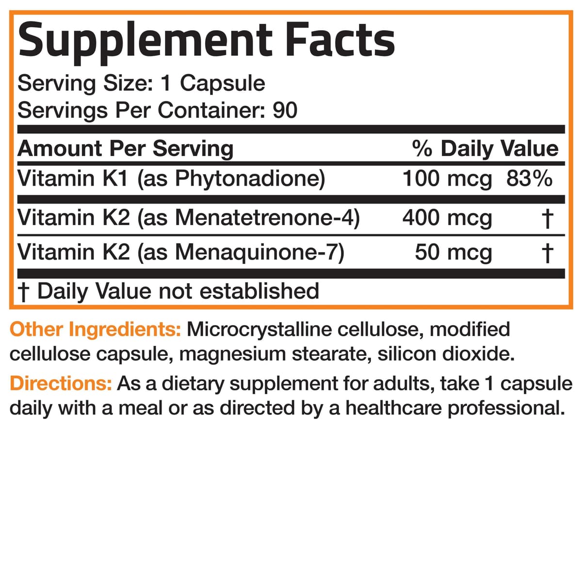 Bronson - Vitamin K Triple Play, с витамином К1 и К2, 550 мкг, 90 капсул