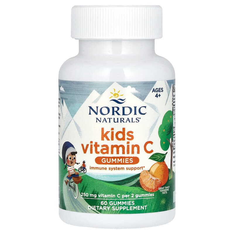Nordic Naturals, жевательные таблетки с витамином C для детей от 4 лет, 60 жевательных таблеток (125 мг в 1 таблетке)