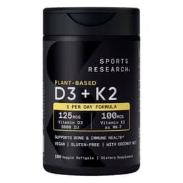 Sports Research, D3 + K2, 5000 UI + 100 мкг, 160 растительных капсул