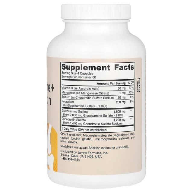 Jarrow Formulas, Глюкозамин с хондроитином , 240 капсул