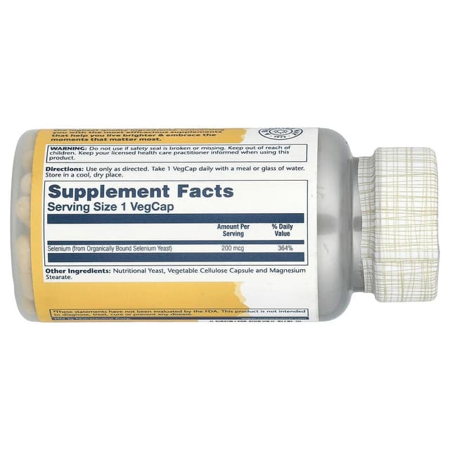 Solaray, Селен, 200 мкг,100 вегетарианских капсул