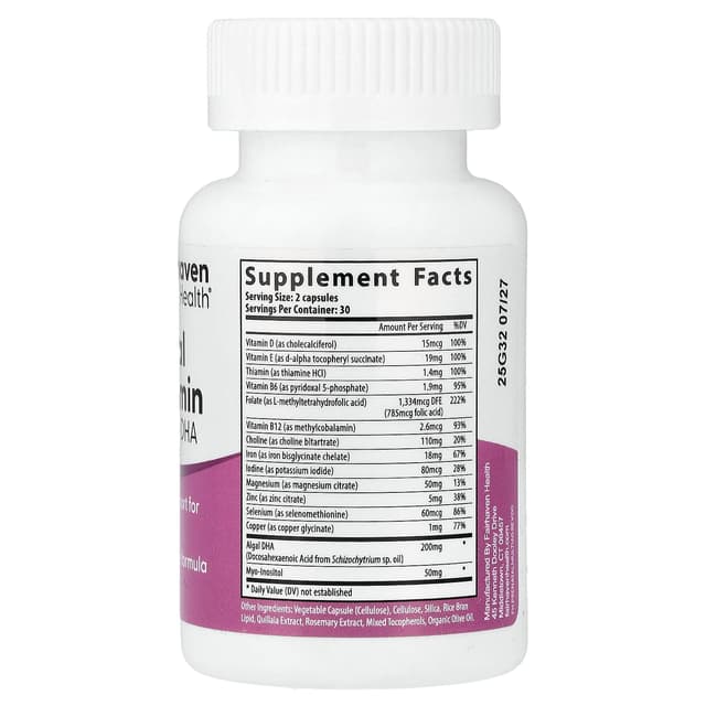Fairhaven Health Prenatal Multivitamin, мультивитаминный комплекс для беременных с ДГК, лимонная эссенция, 60 капсул