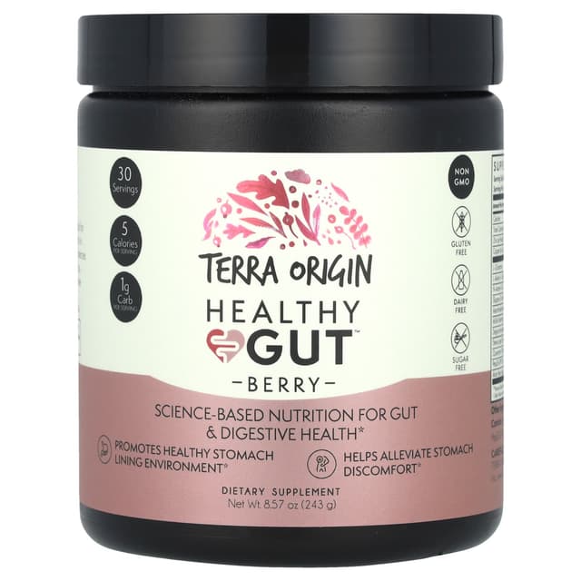 Terra Origin, Healthy Gut, добавка для нормализации функций желудочно-кишечного тракта, вкус ягод, 243 г (8,57 унции)